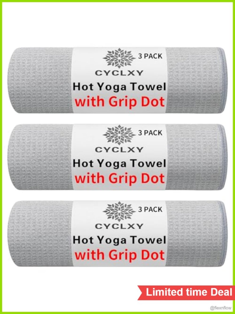 3 Pack Yoga Mat Towels Grip Dot Non Slip Sweat Absorbent for Hot Yoga Bikram